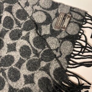 Coach Gray and Black Patterned Scarf